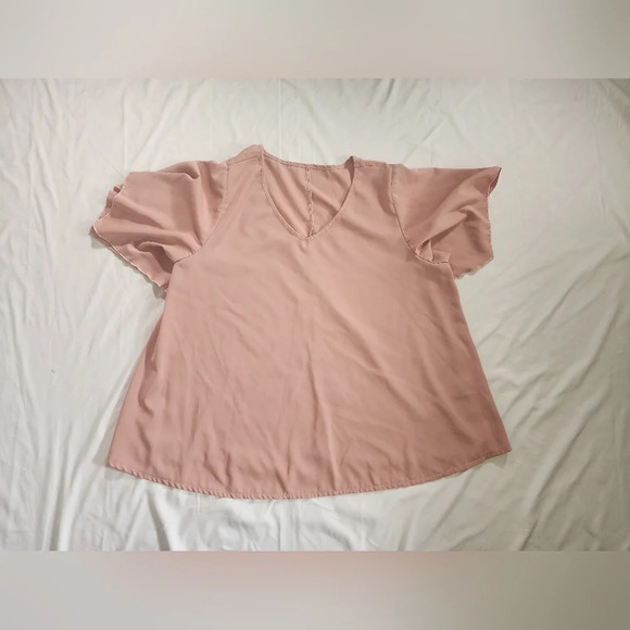 Shein Curve Blush Pink V Neck Casual Blouse 2XL - Picture 8 of 8